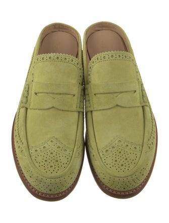 The Office of Angela Scott Suede Scalloped Accent Mules