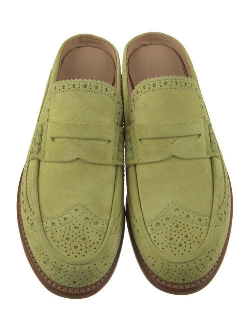 The Office of Angela Scott Suede Scalloped Accent Mules