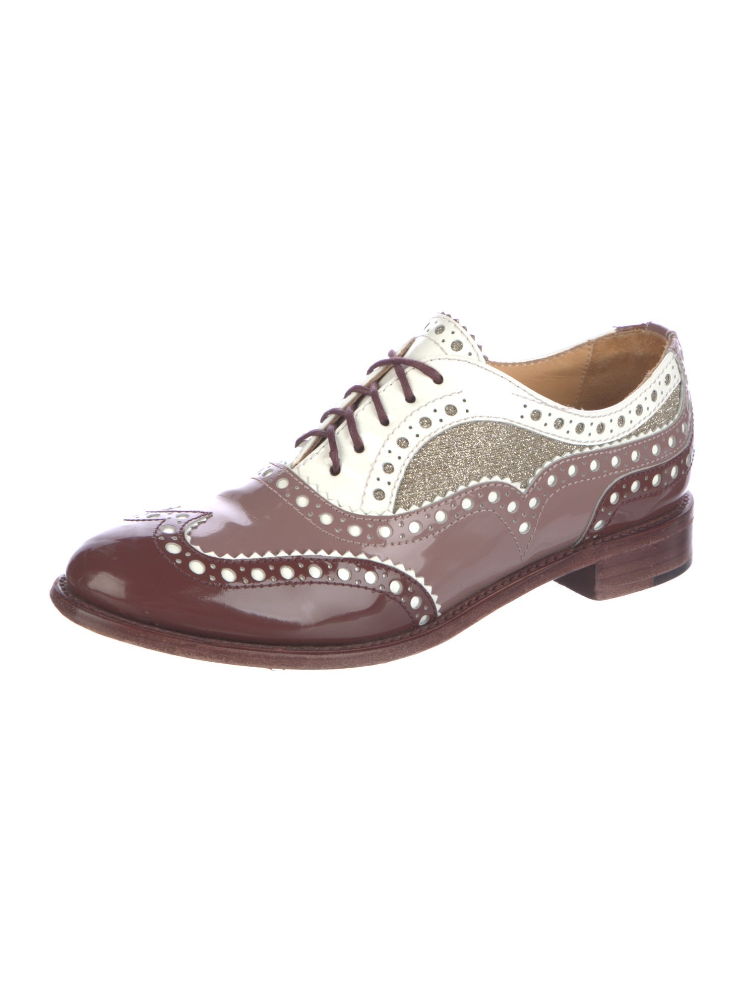 The Office of Angela Scott Leather Glitter Accents Oxfords