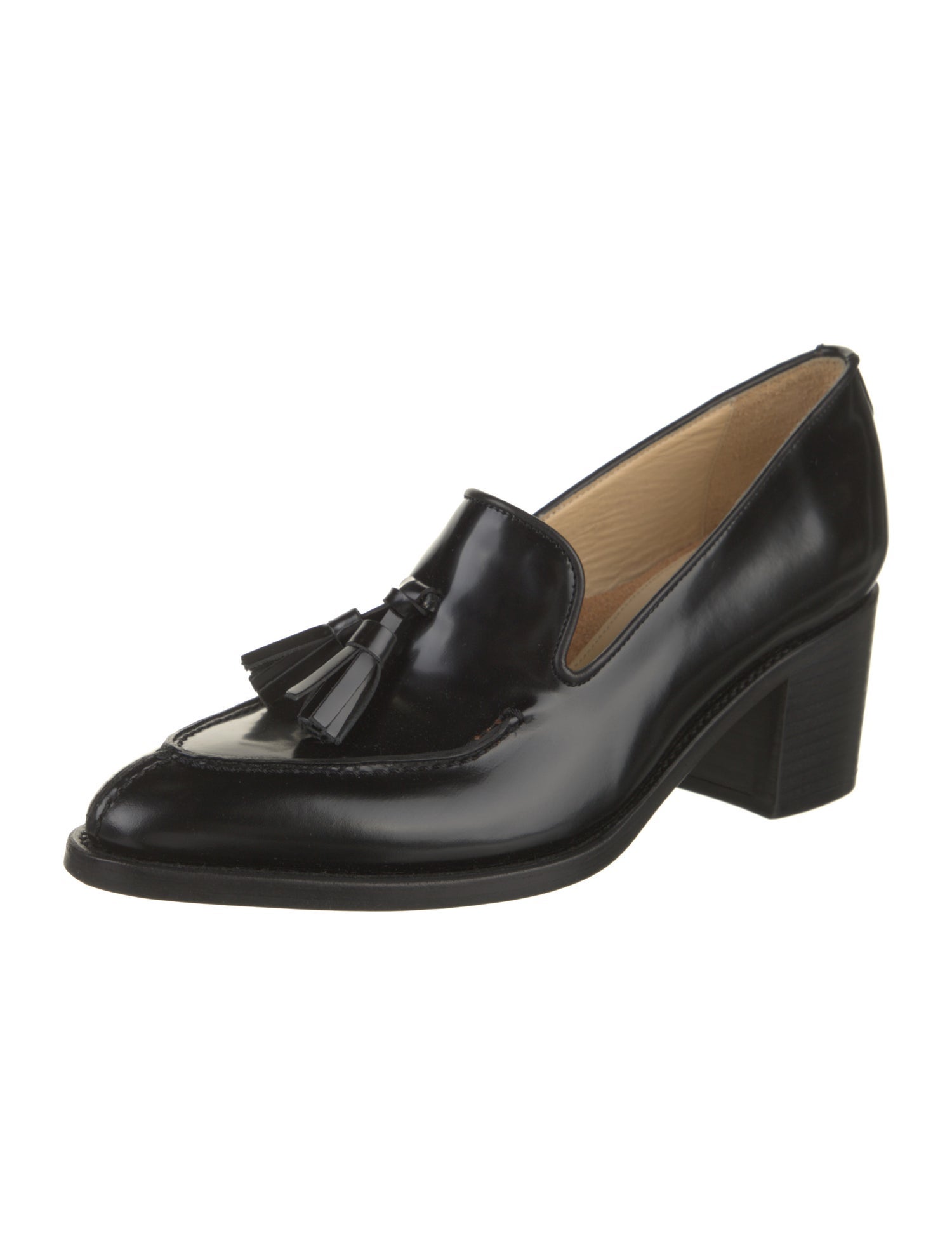 The Office of Angela Scott Leather Tassel Accents Pumps