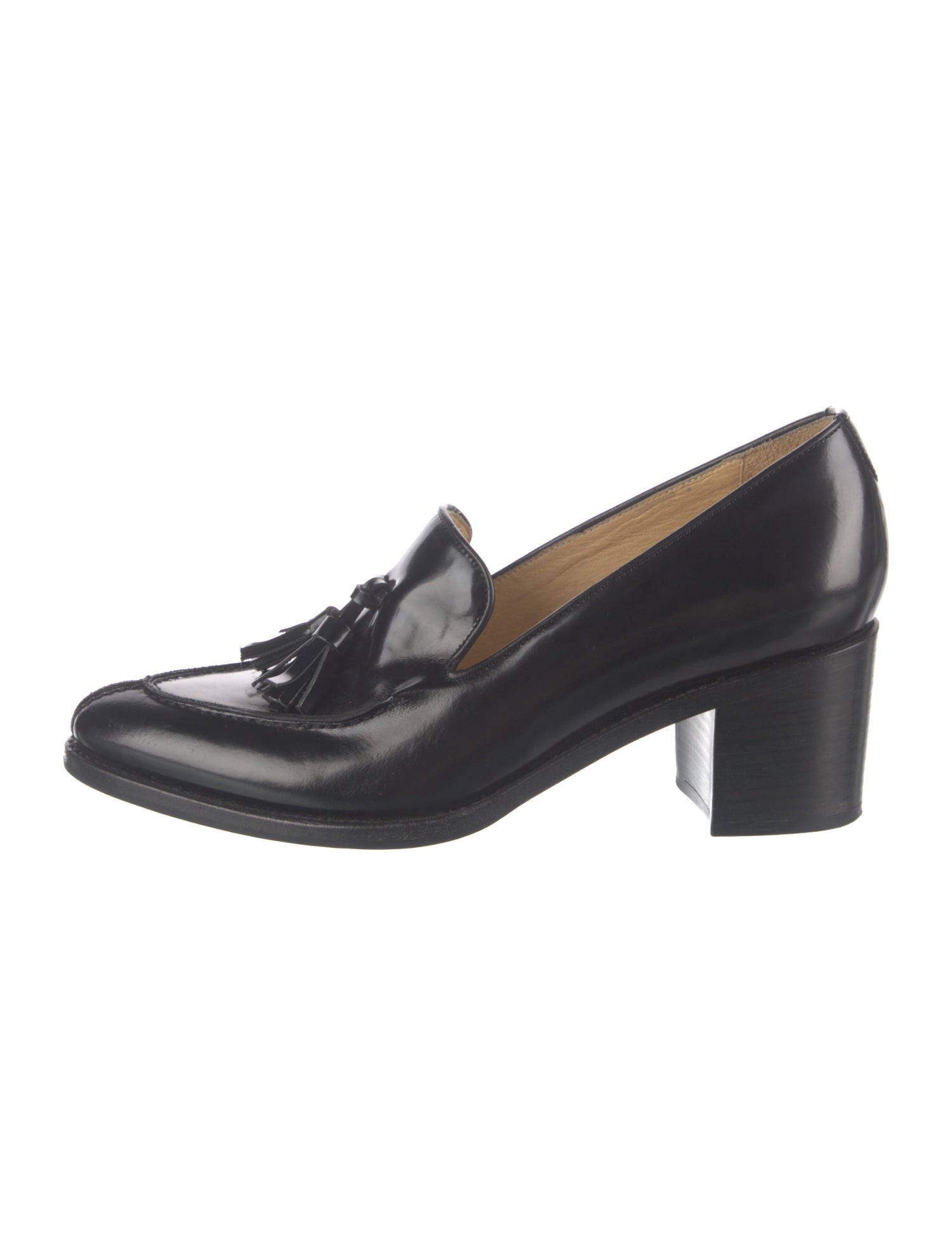 The Office of Angela Scott Leather Tassel Accents Pumps
