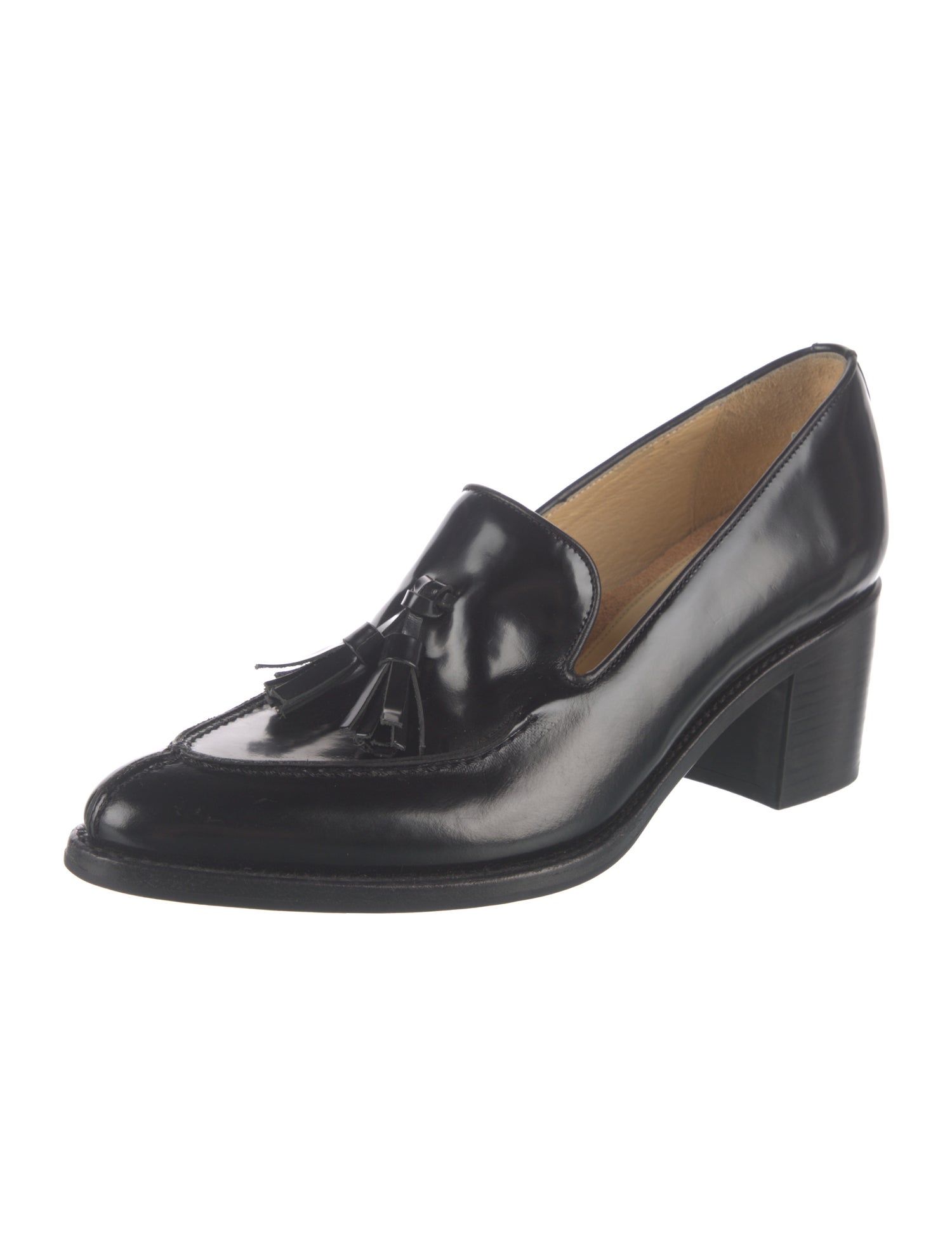 The Office of Angela Scott Leather Tassel Accents Pumps