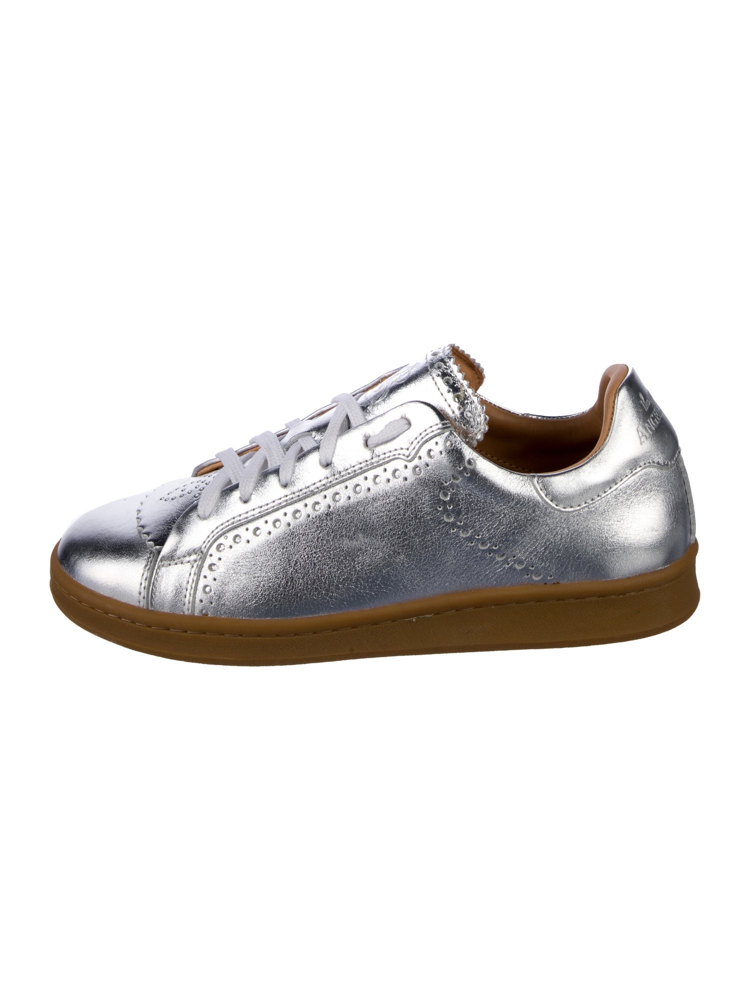 The Office of Angela Scott Leather Scalloped Accent Sneakers