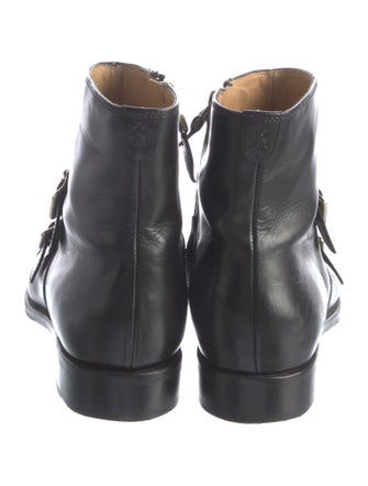 The Office of Angela Scott Leather Glitter Accents Combat Boots