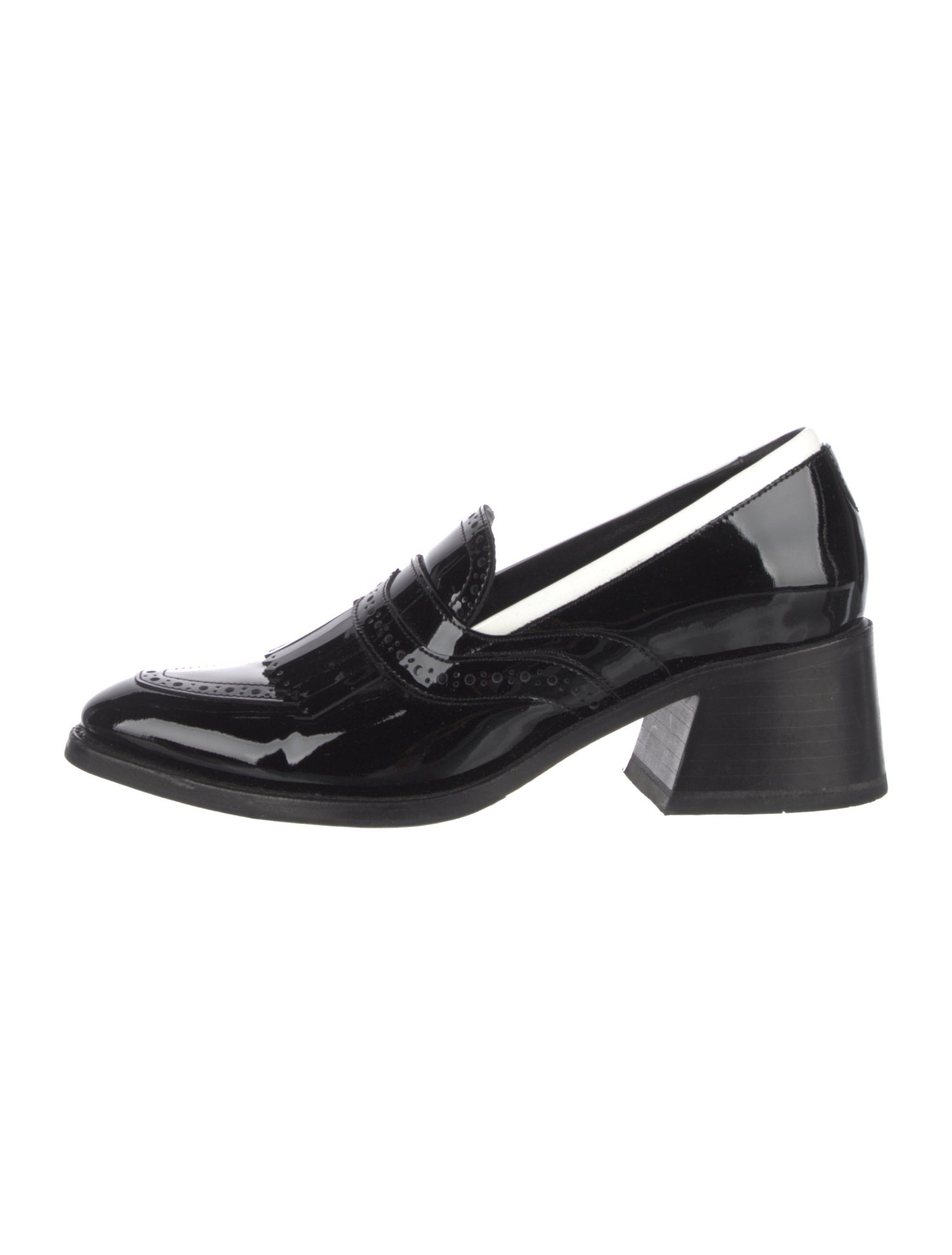 The Office of Angela Scott Patent Leather Lasercut Accents Pumps