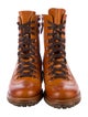 The Office of Angela Scott Leather Lasercut Accents Combat Boots