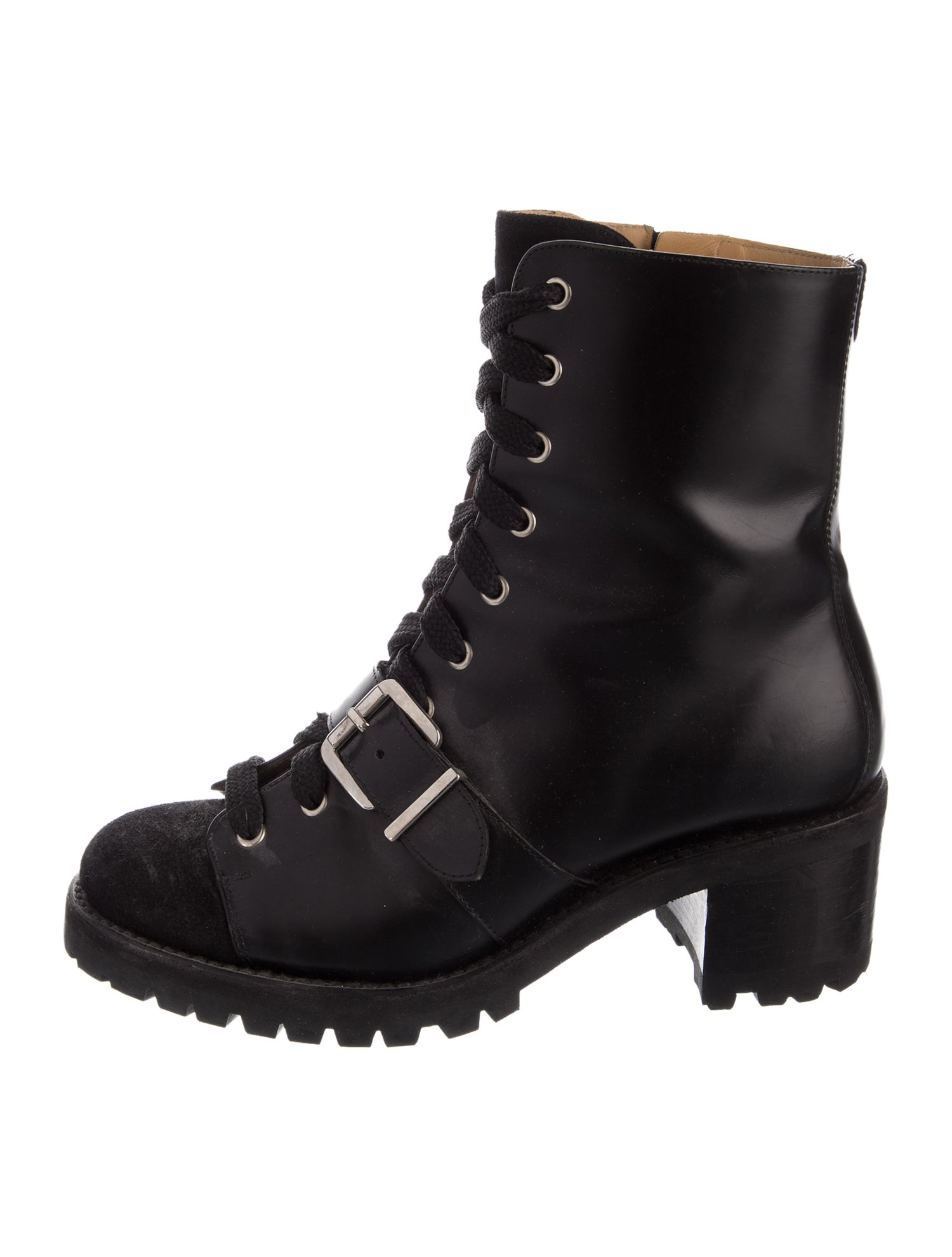 The Office of Angela Scott Leather Combat Boots