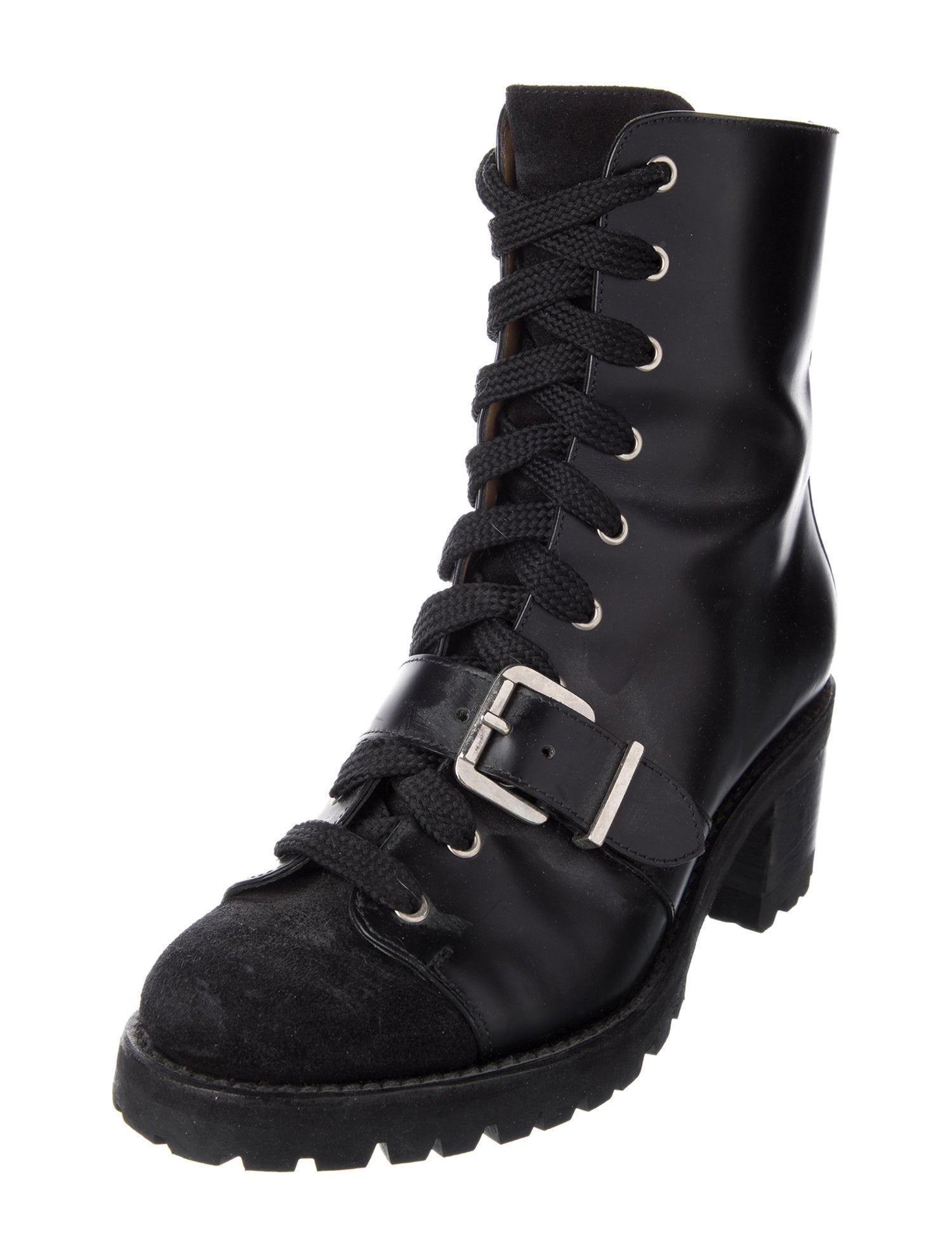 The Office of Angela Scott Leather Combat Boots