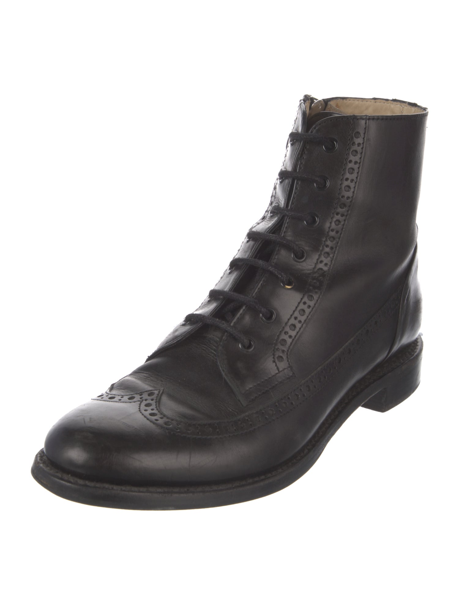 The Office of Angela Scott Leather Eyelet Trim Combat Boots