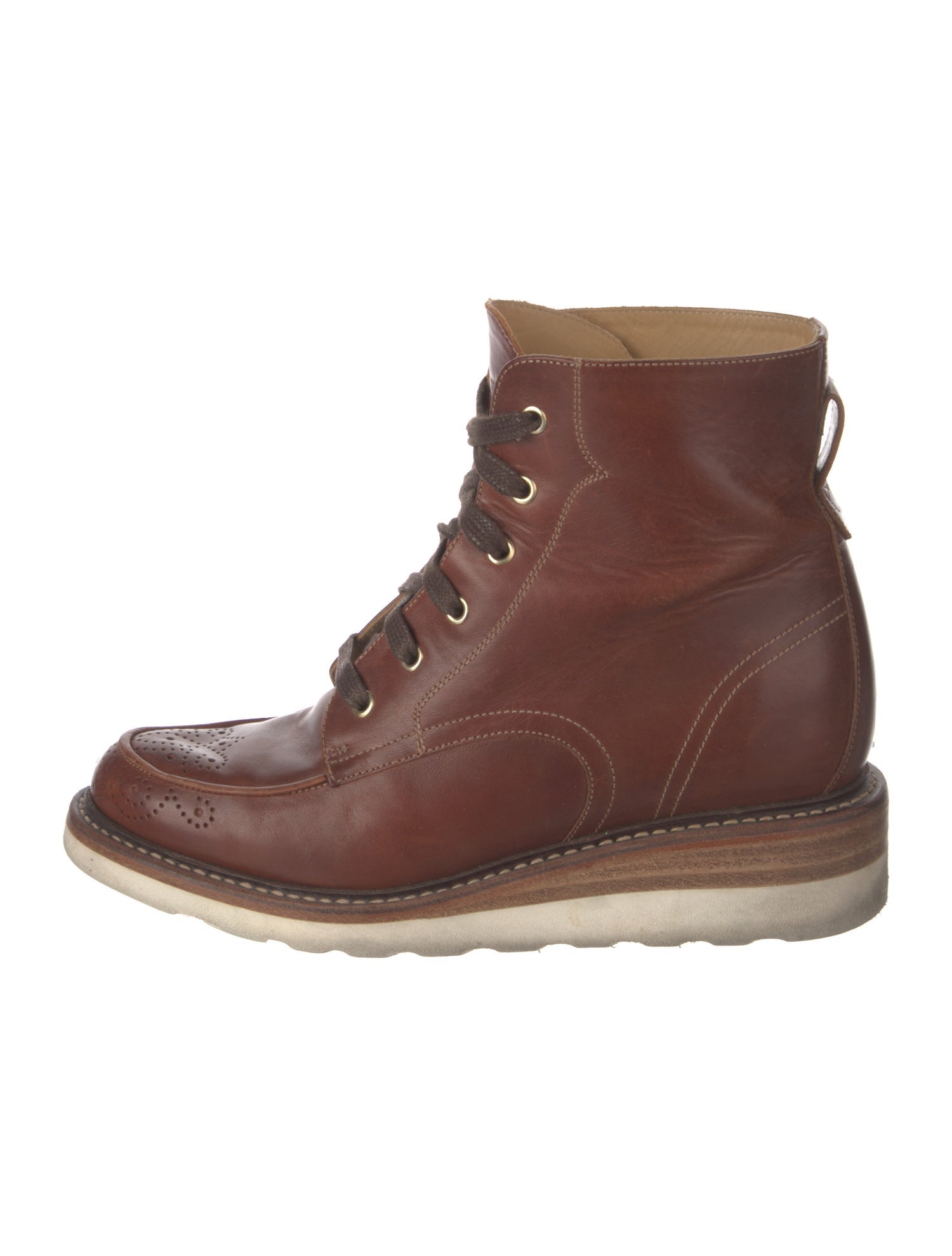 The Office of Angela Scott Leather Lasercut Accents Lace-Up Boots