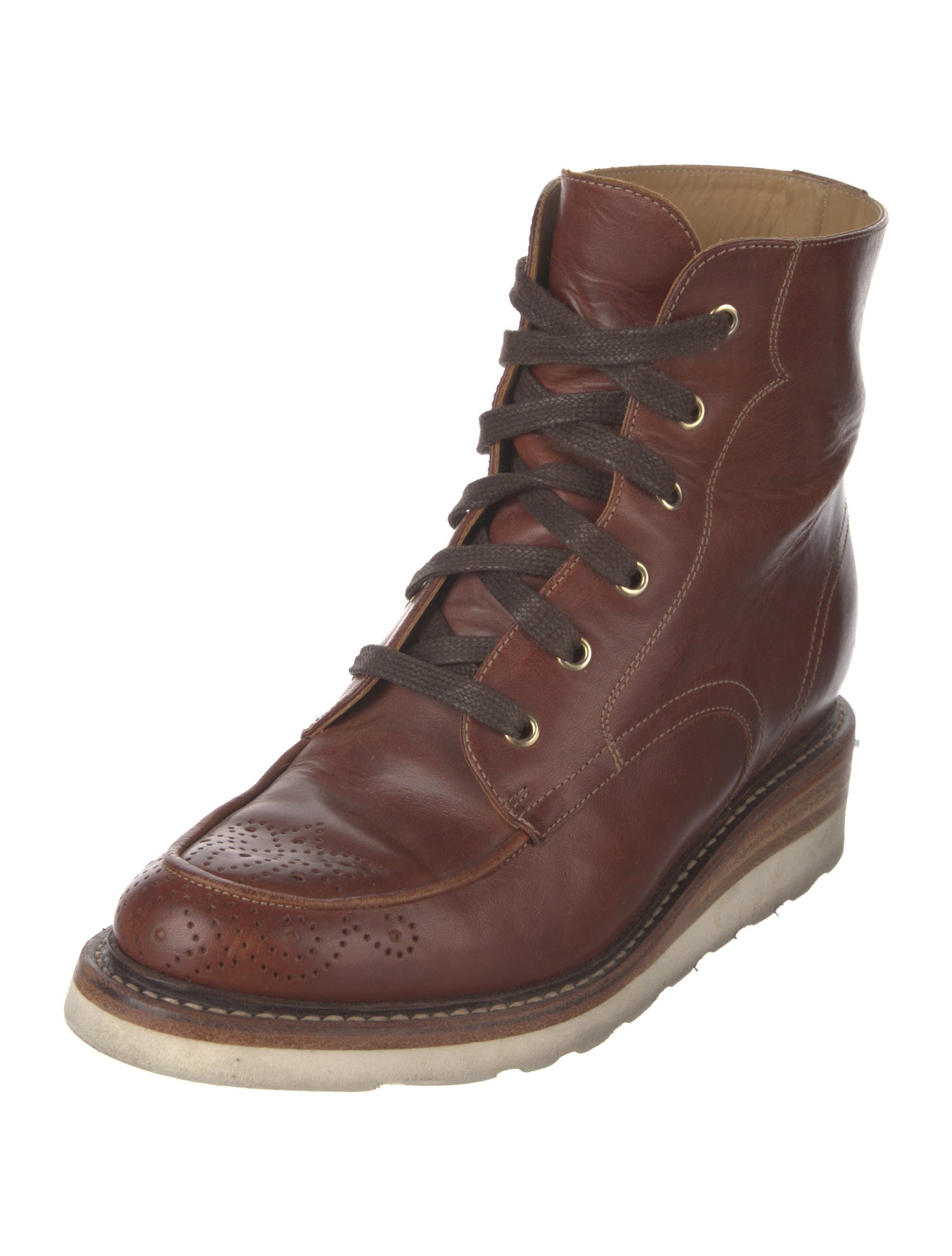 The Office of Angela Scott Leather Lasercut Accents Lace-Up Boots