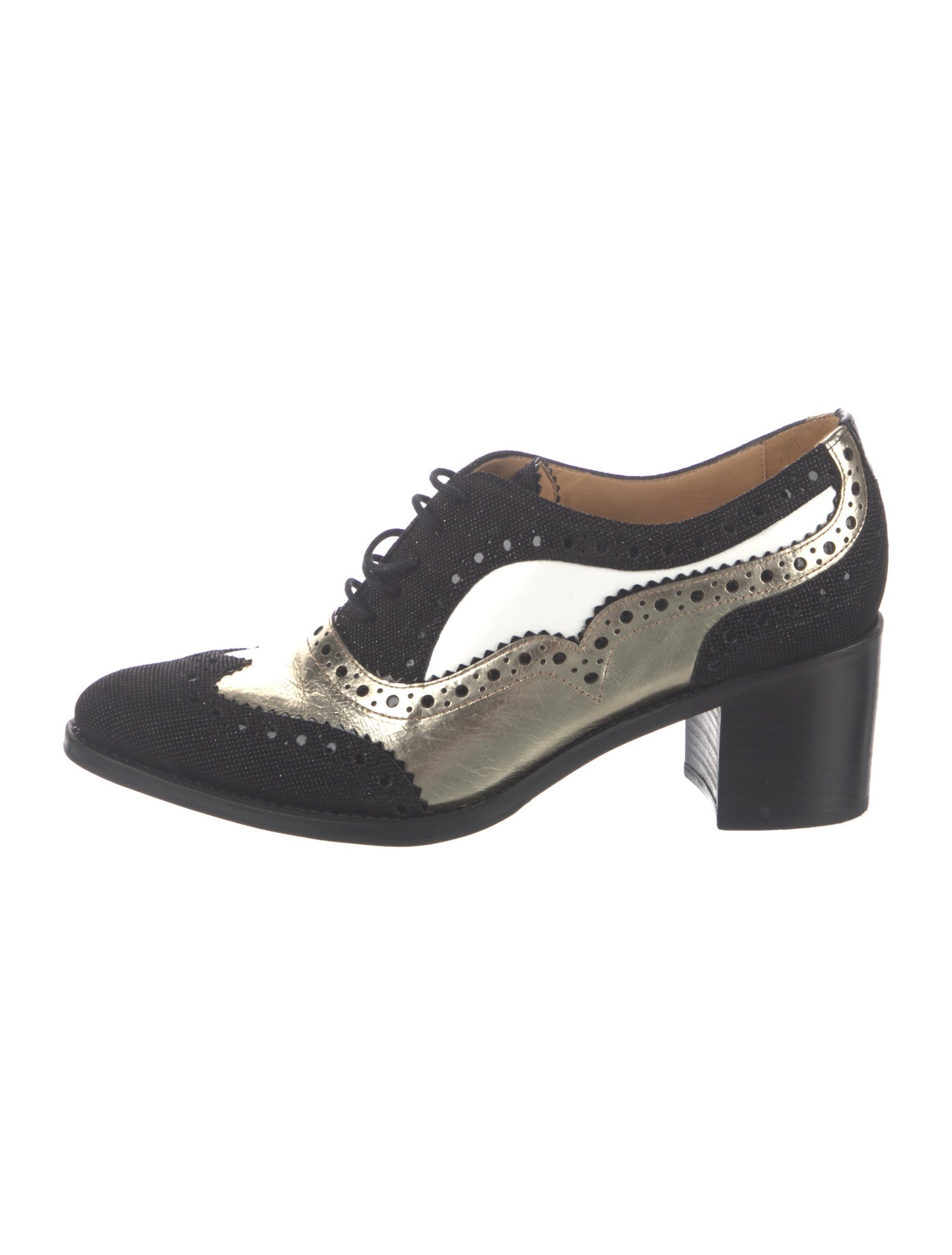 The Office of Angela Scott Leather Sequin Embellishments Oxfords