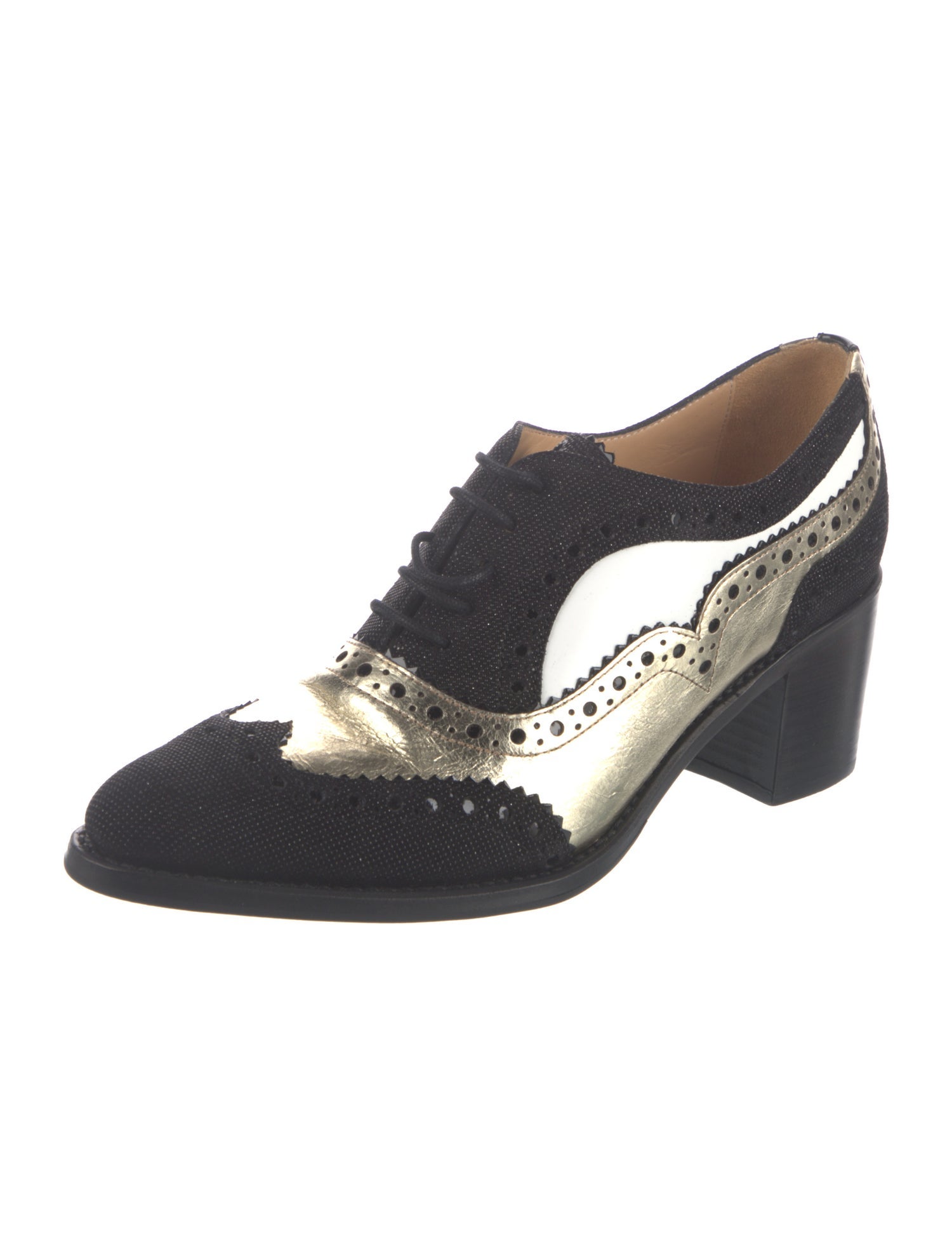 The Office of Angela Scott Leather Sequin Embellishments Oxfords
