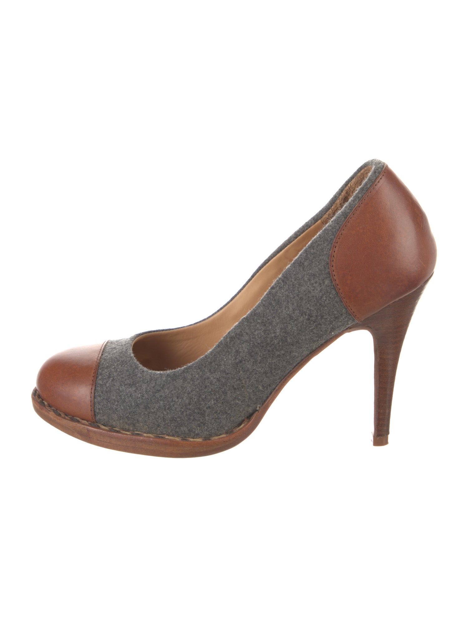 The Office of Angela Scott Wool Colorblock Pattern Pumps