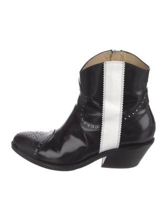The Office of Angela Scott Leather Colorblock Pattern Western Boots