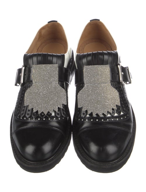 The Office of Angela Scott Leather Colorblock Pattern T-Strap Pumps