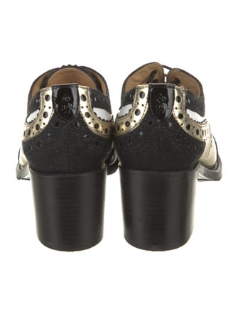 The Office of Angela Scott Leather Colorblock Pattern Pumps