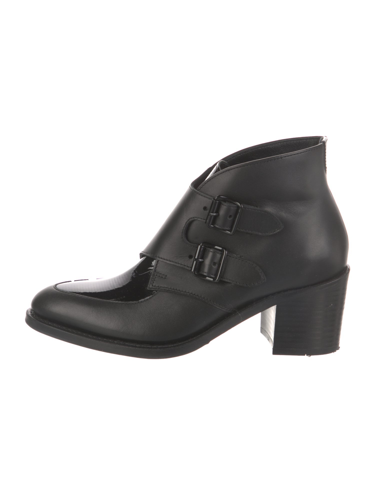 The Office of Angela Scott Leather Moto Boots