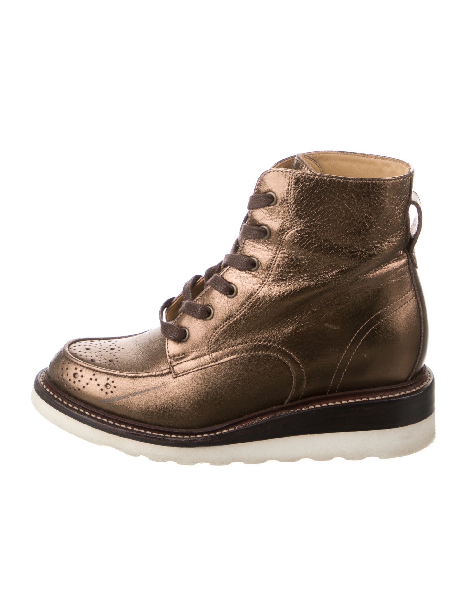 The Office of Angela Scott Leather Lasercut Accents Combat Boots