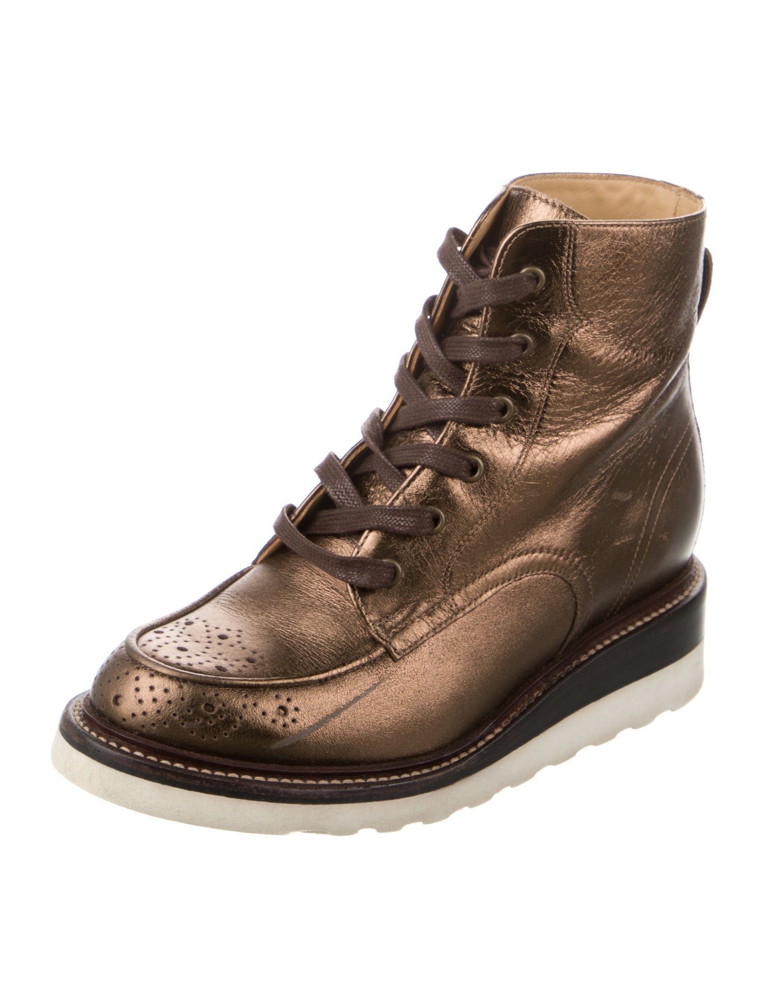 The Office of Angela Scott Leather Lasercut Accents Combat Boots