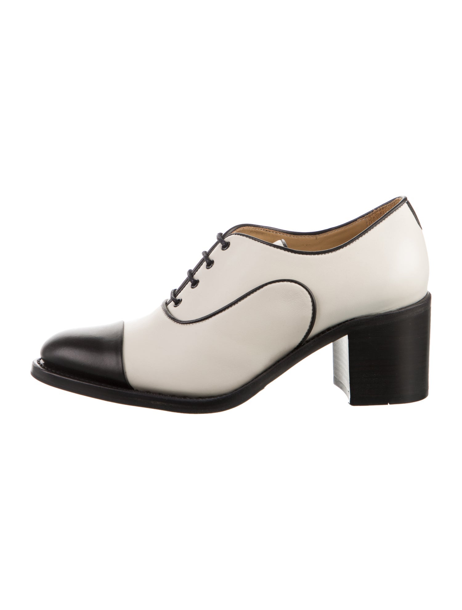The Office of Angela Scott Leather Colorblock Pattern Pumps