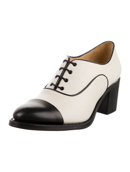 The Office of Angela Scott Leather Colorblock Pattern Pumps