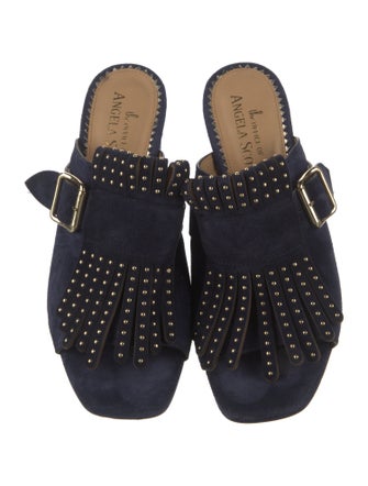 The Office of Angela Scott Suede Studded Accents Slides