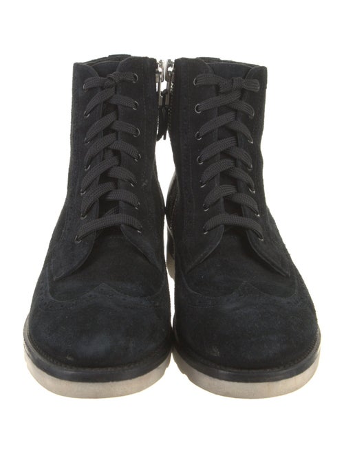 The Office of Angela Scott Suede Colorblock Pattern Lace-Up Boots