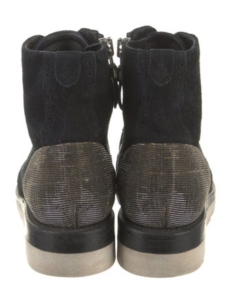 The Office of Angela Scott Suede Colorblock Pattern Lace-Up Boots