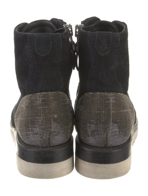 The Office of Angela Scott Suede Colorblock Pattern Lace-Up Boots