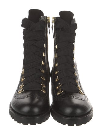 The Office of Angela Scott Leather Combat Boots