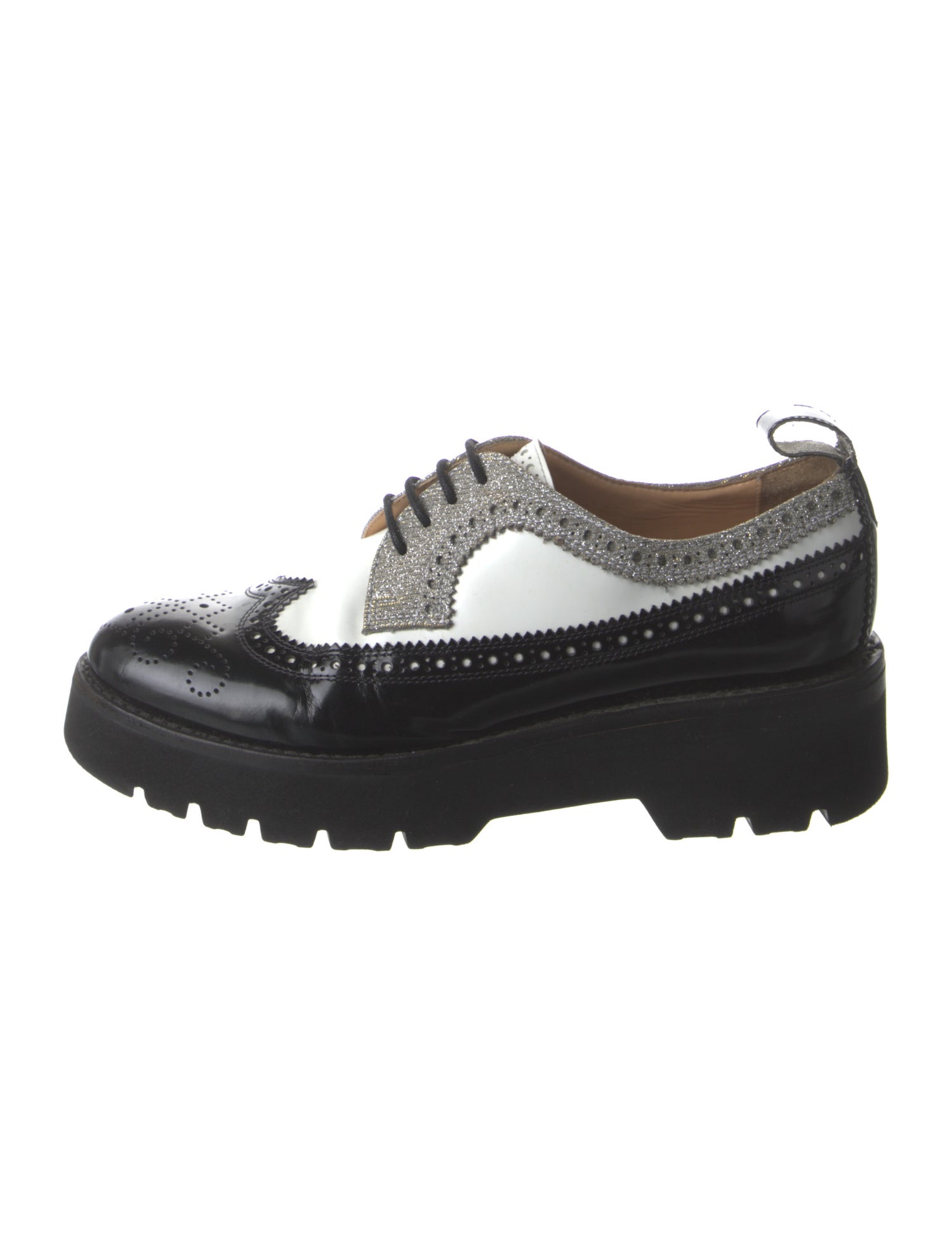 The Office of Angela Scott Patent Leather Colorblock Pattern Oxfords