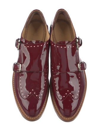 The Office of Angela Scott Patent Leather Lasercut Accents Monk Straps