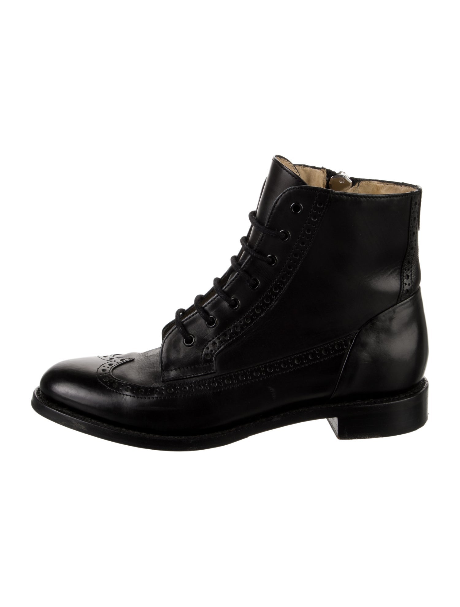 The Office of Angela Scott Leather Eyelet Trim Combat Boots