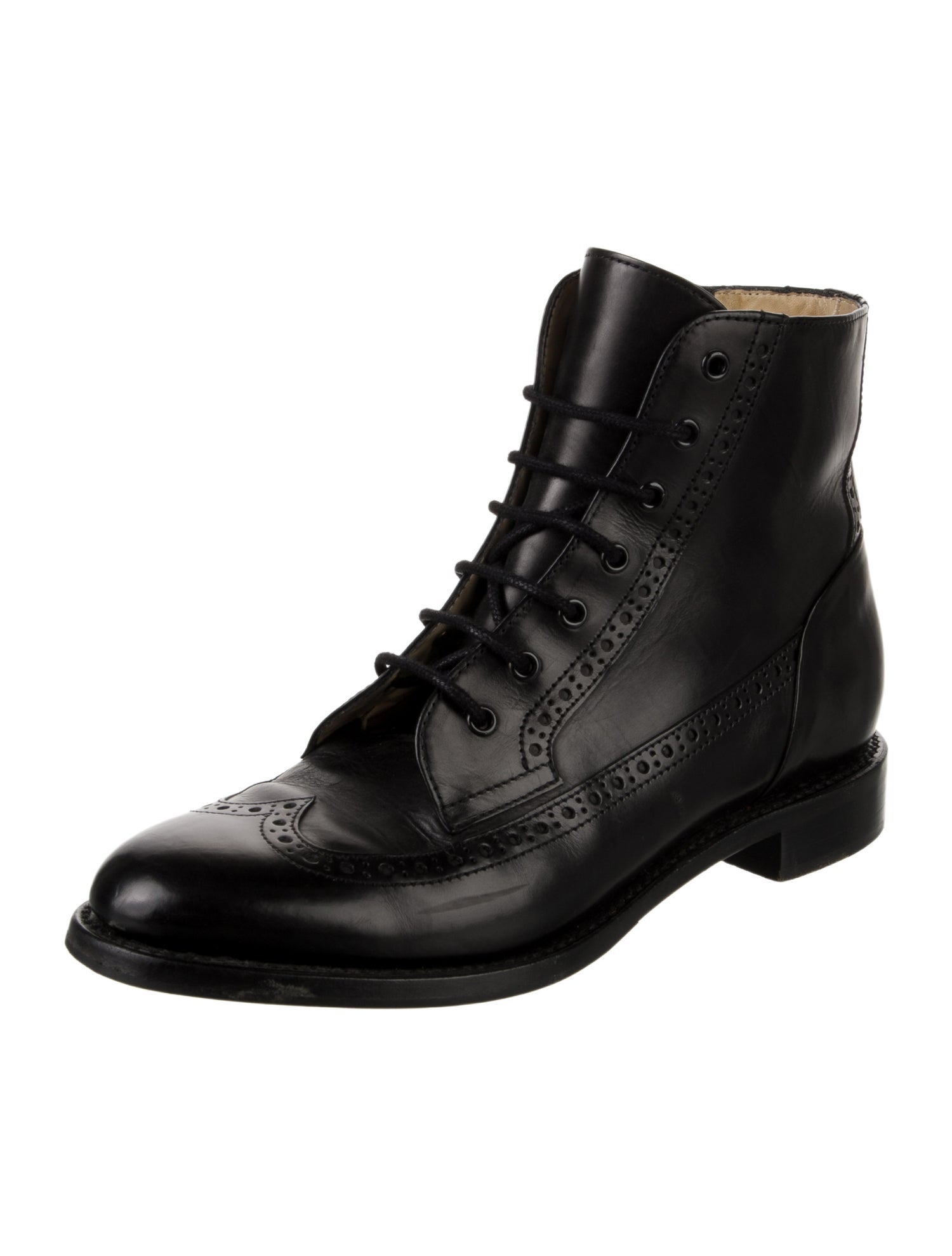 The Office of Angela Scott Leather Eyelet Trim Combat Boots