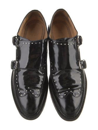 The Office of Angela Scott Leather Eyelet Trim Monk Straps