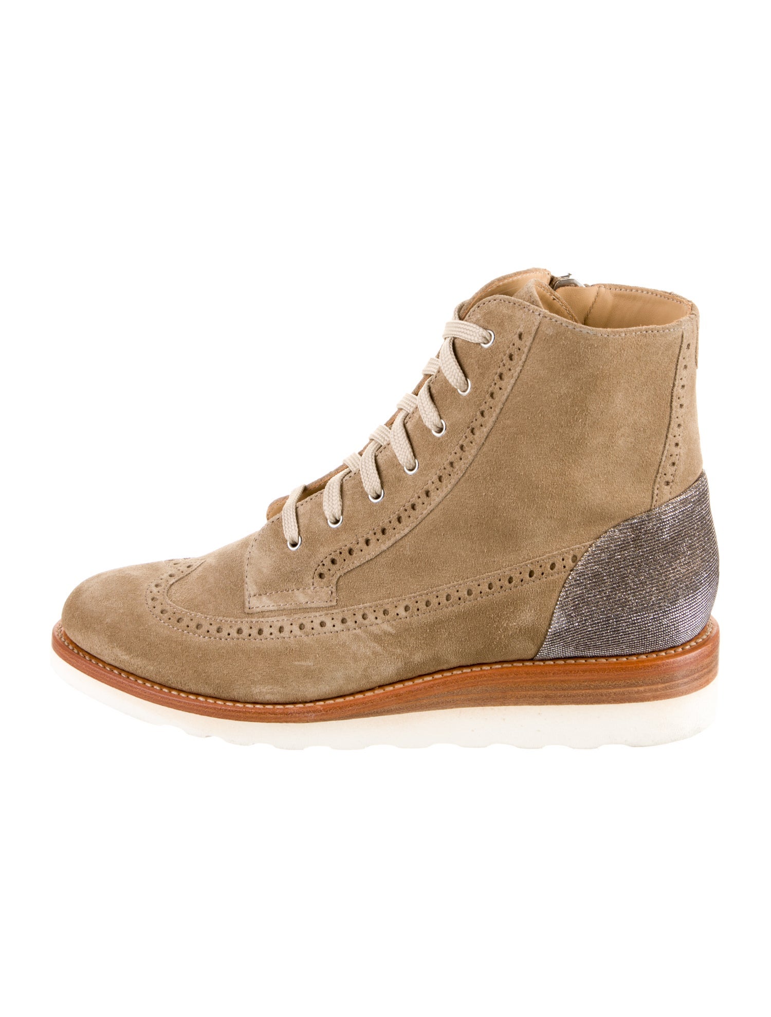 The Office of Angela Scott Suede Glitter Accents Lace-Up Boots