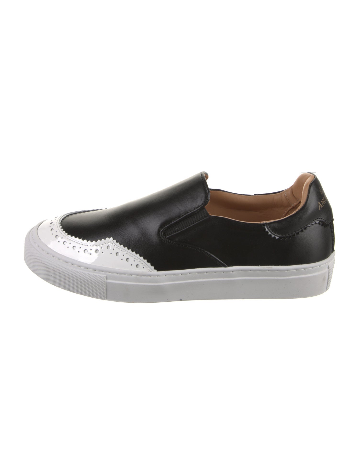 The Office of Angela Scott Patent Leather Colorblock Pattern Sneakers