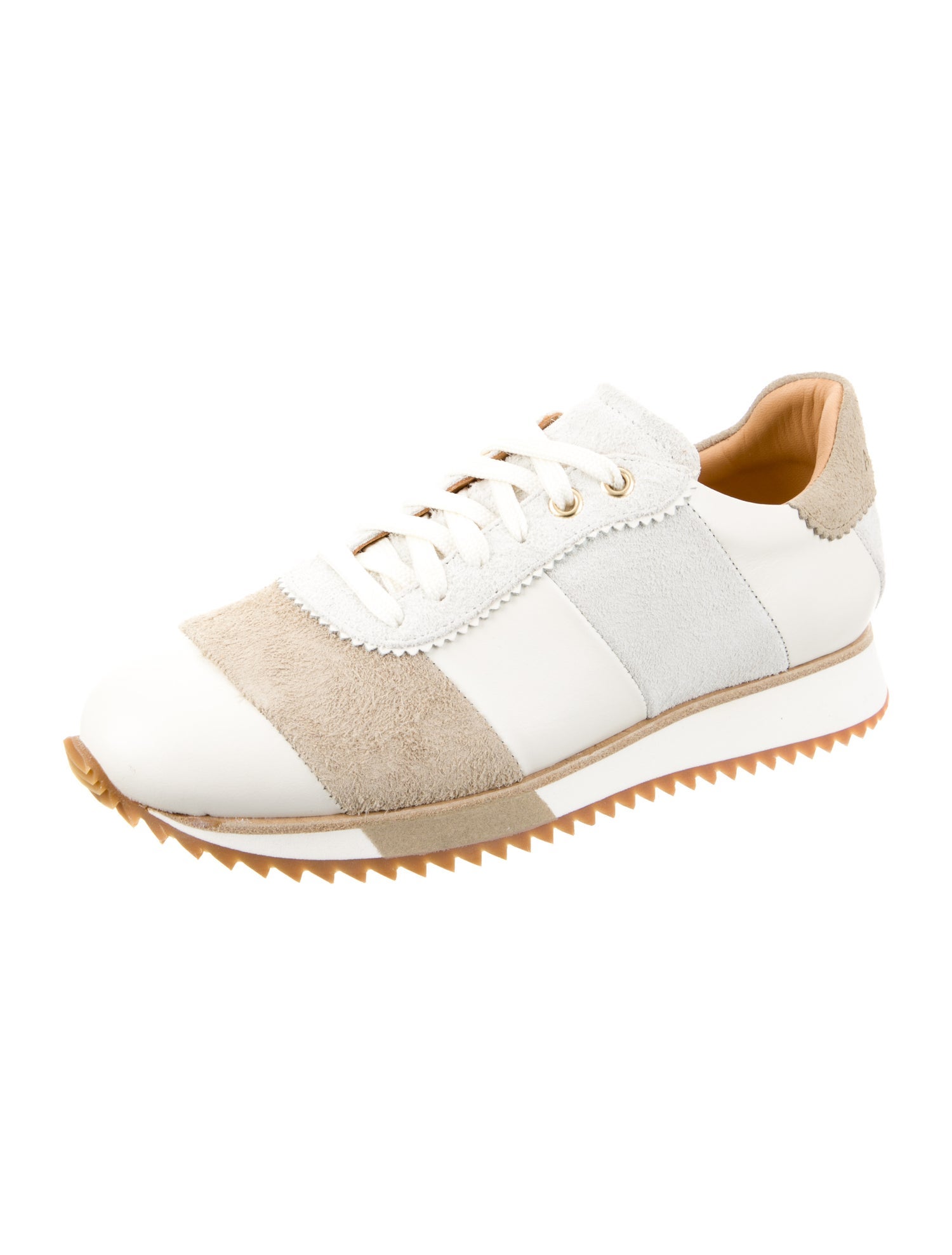 The Office of Angela Scott Leather Colorblock Pattern Sneakers