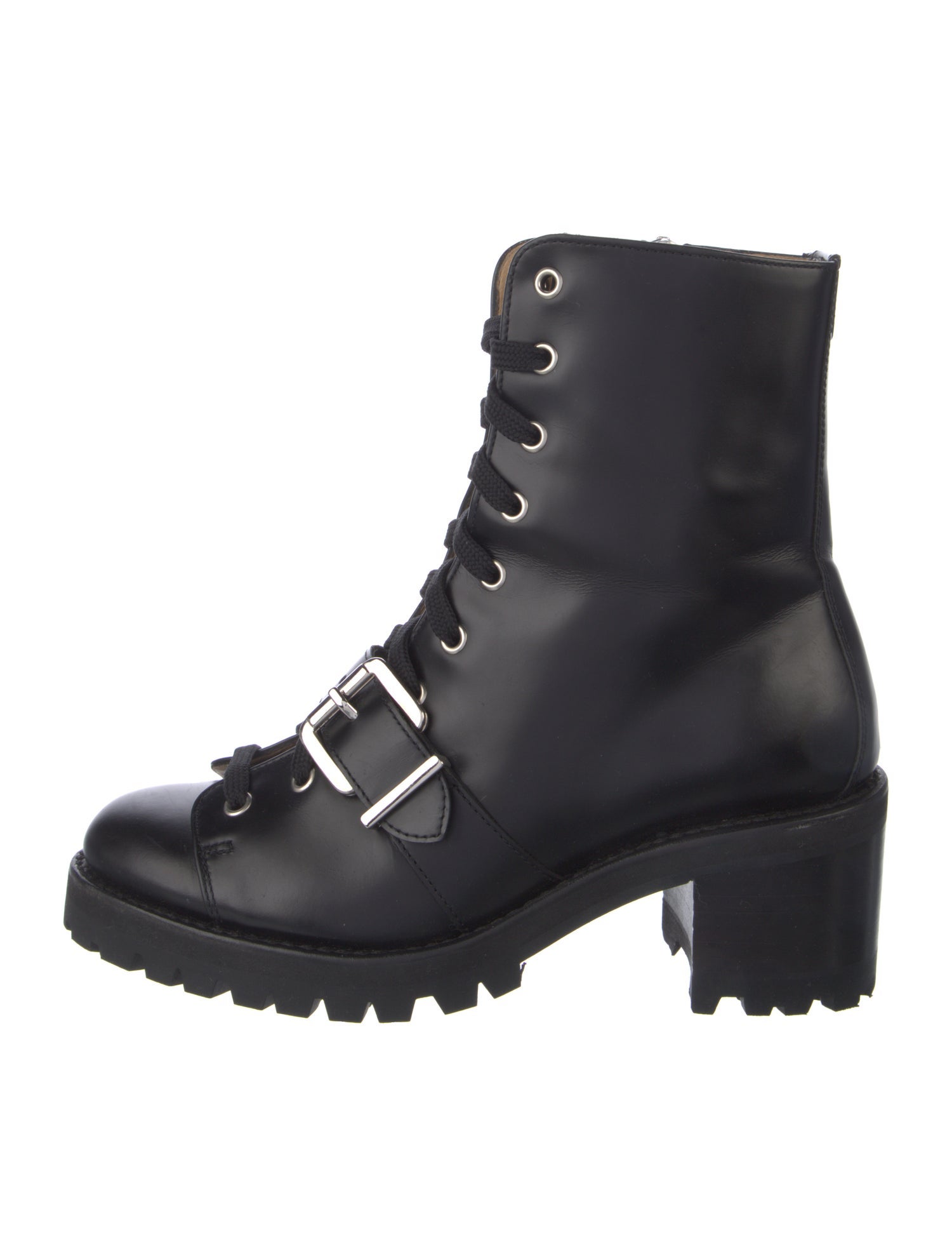 The Office of Angela Scott Leather Combat Boots
