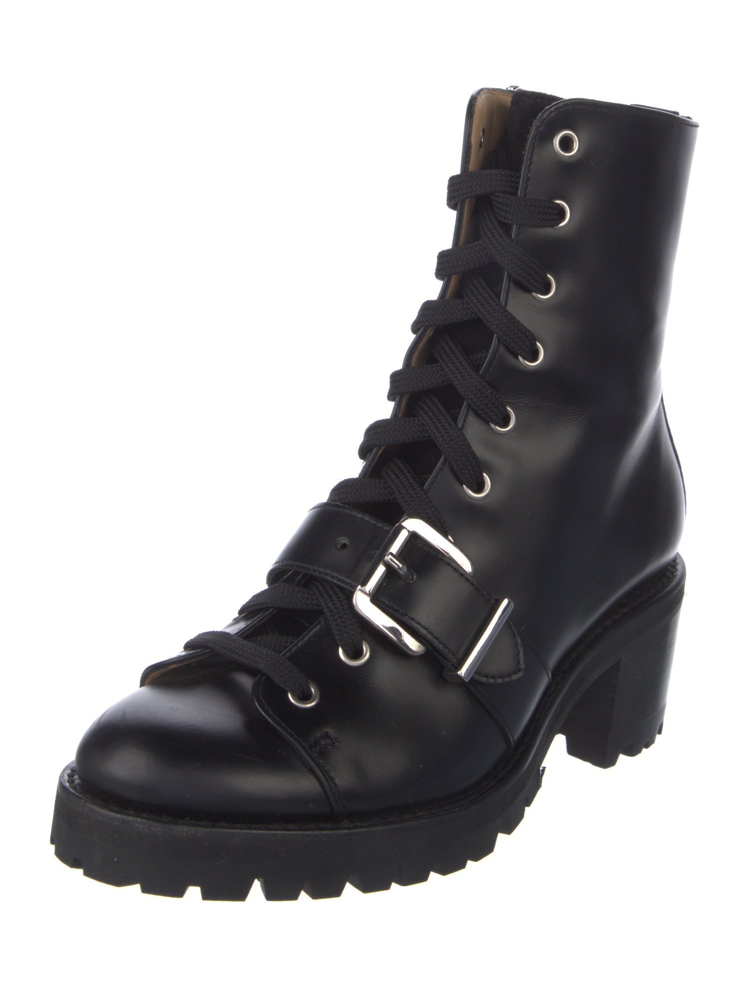 The Office of Angela Scott Leather Combat Boots