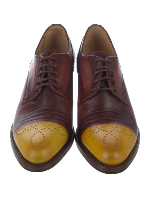 The Office of Angela Scott Leather Colorblock Pattern Pumps