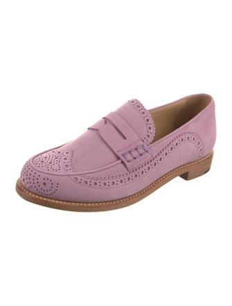 The Office of Angela Scott Suede Lasercut Accents Loafers