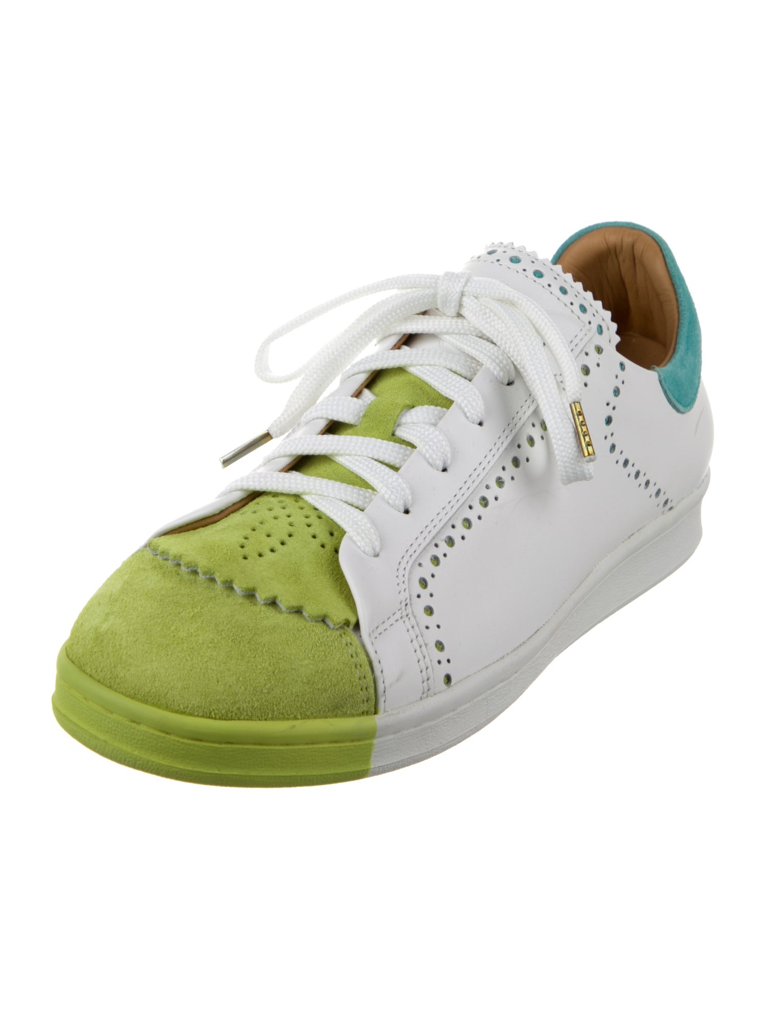 The Office of Angela Scott Leather Colorblock Pattern Sneakers