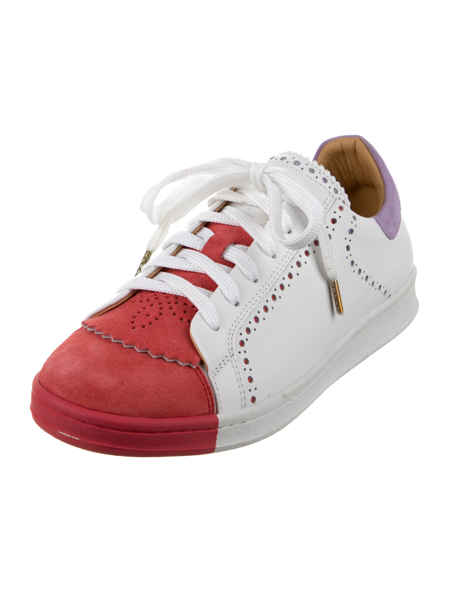 The Office of Angela Scott Leather Colorblock Pattern Sneakers