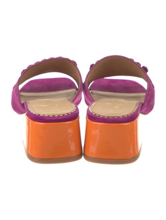 The Office of Angela Scott Suede Fringe Trim Accent Slides