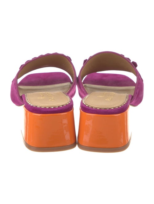 The Office of Angela Scott Suede Fringe Trim Accent Slides