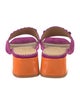 The Office of Angela Scott Suede Fringe Trim Accent Slides