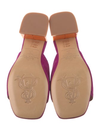 The Office of Angela Scott Suede Fringe Trim Accent Slides