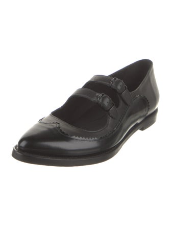 The Office of Angela Scott Leather Scalloped Accent Mary Jane Flats